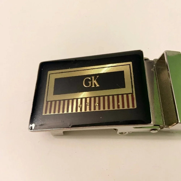 Vintage 1989 GK Belt Buckle  Black Gold Tone TGM - Picture 2 of 13